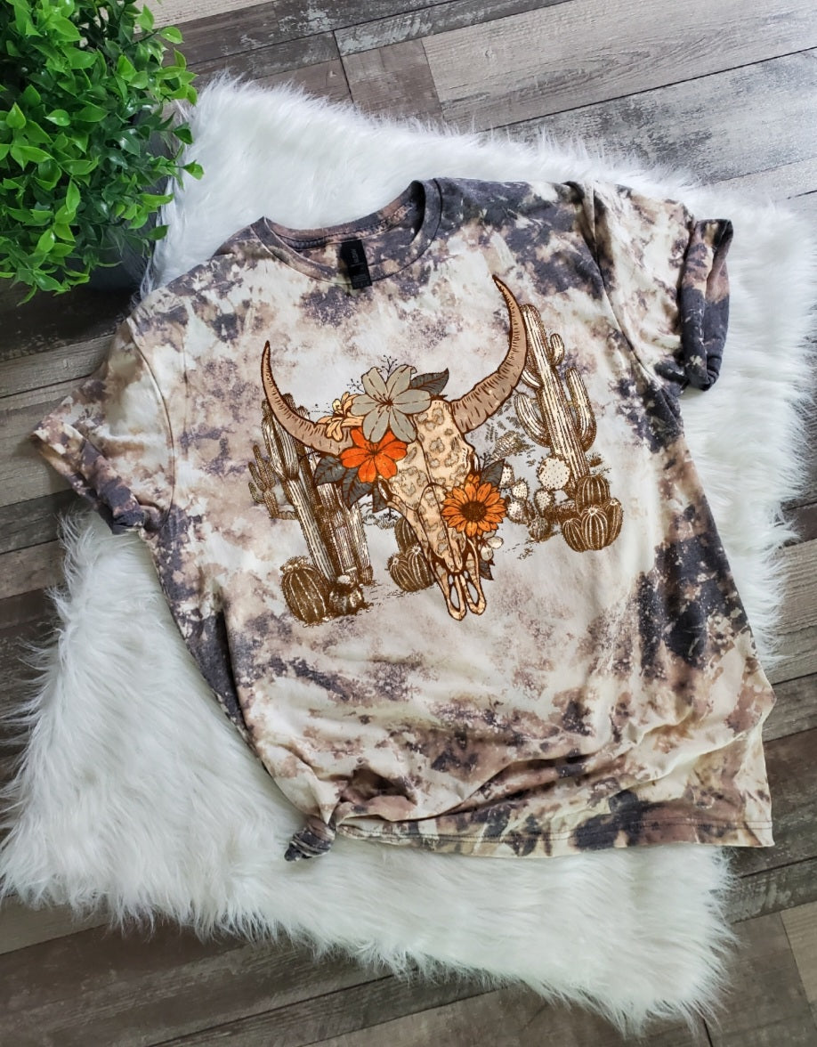 Western Cowskull Bleached Tee