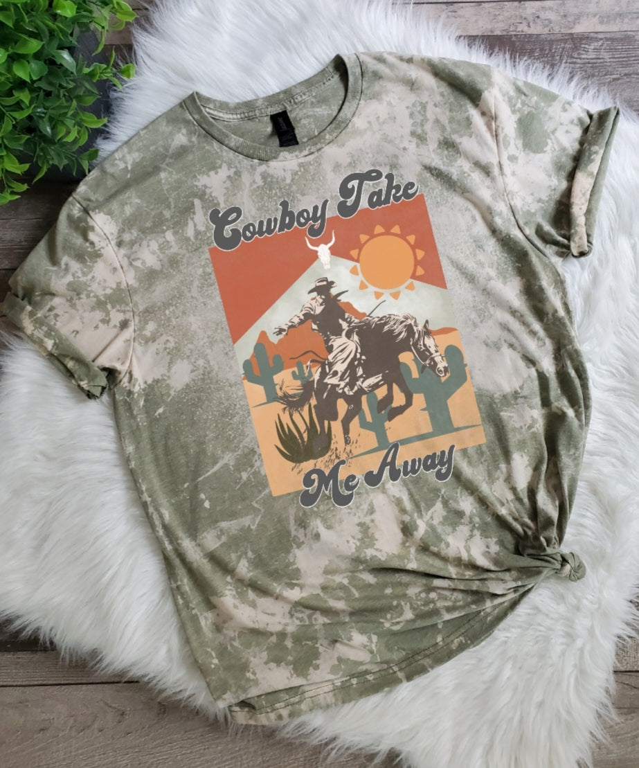 Cowboy Take Me Away Bleached Tee