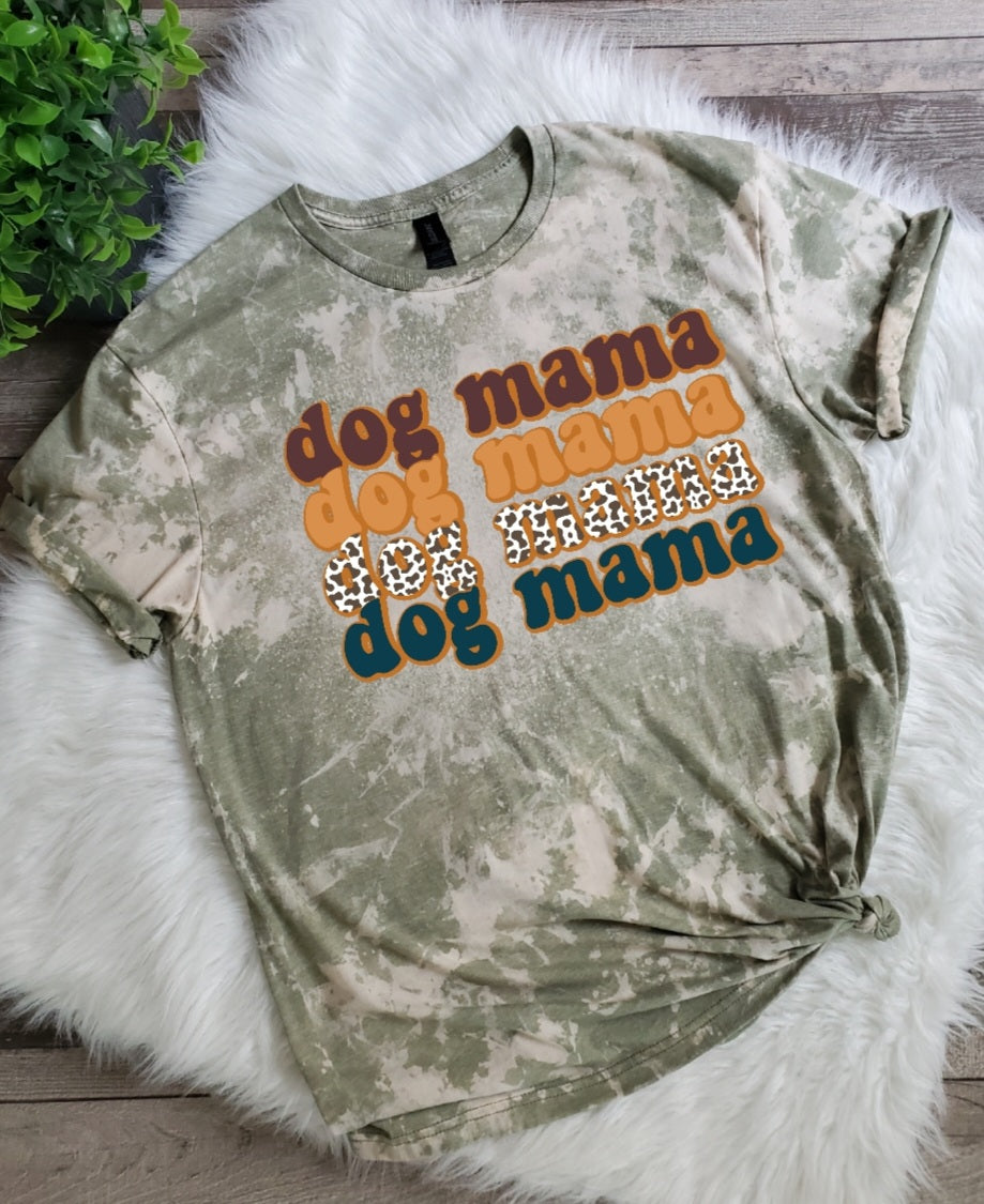 Dog Mama Leopard Bleached tee