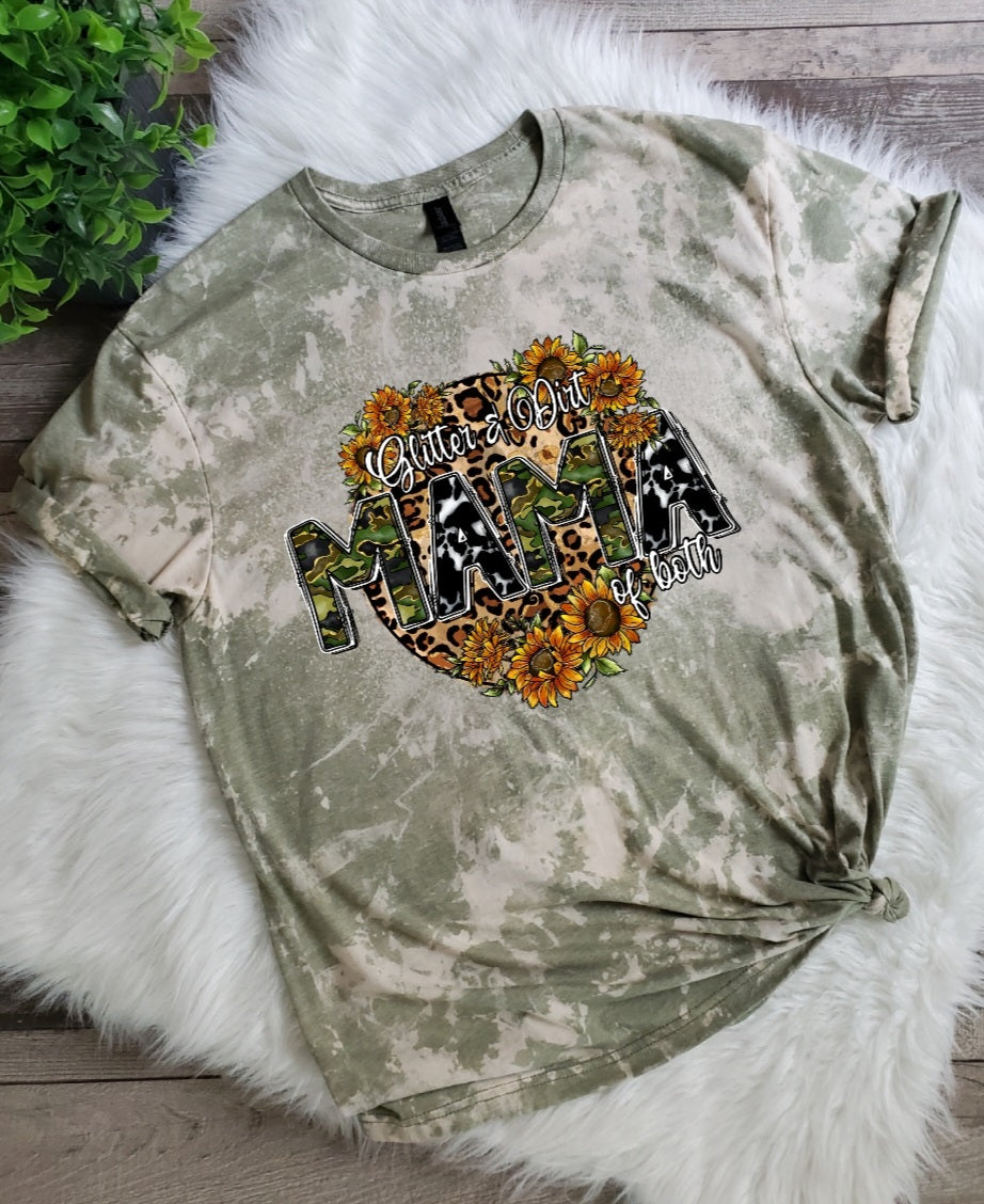 Glitter and Dirt Mama of Both Bleached Tee