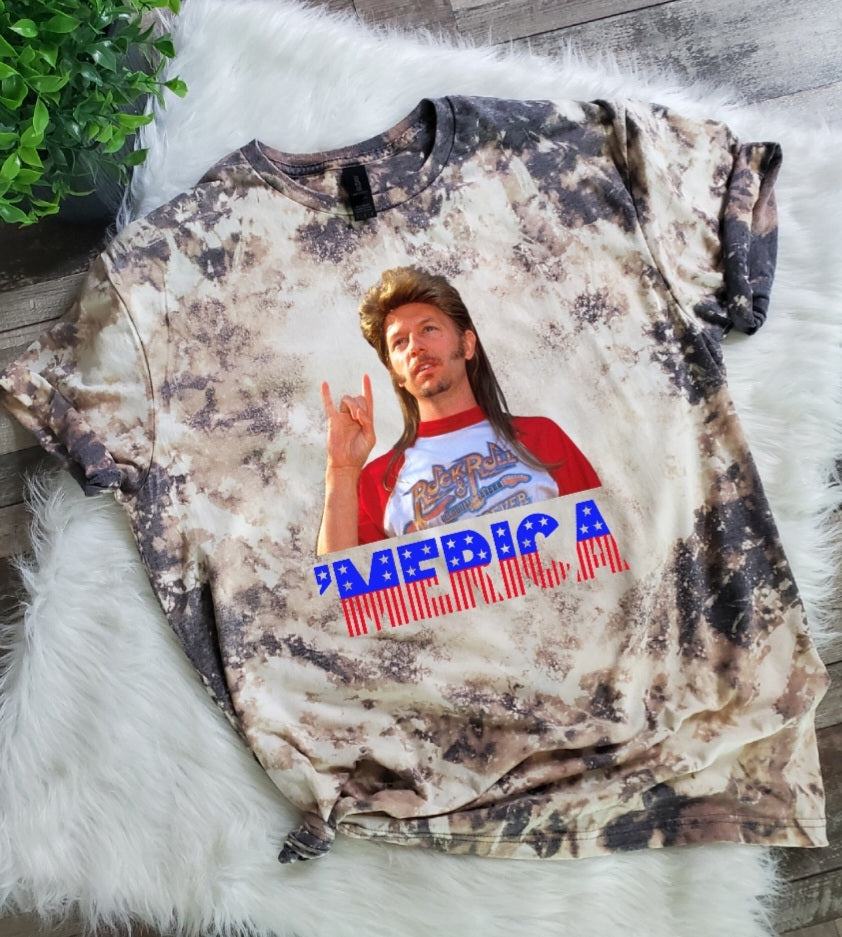 Joe Dirt Merica Flag Bleached Tee