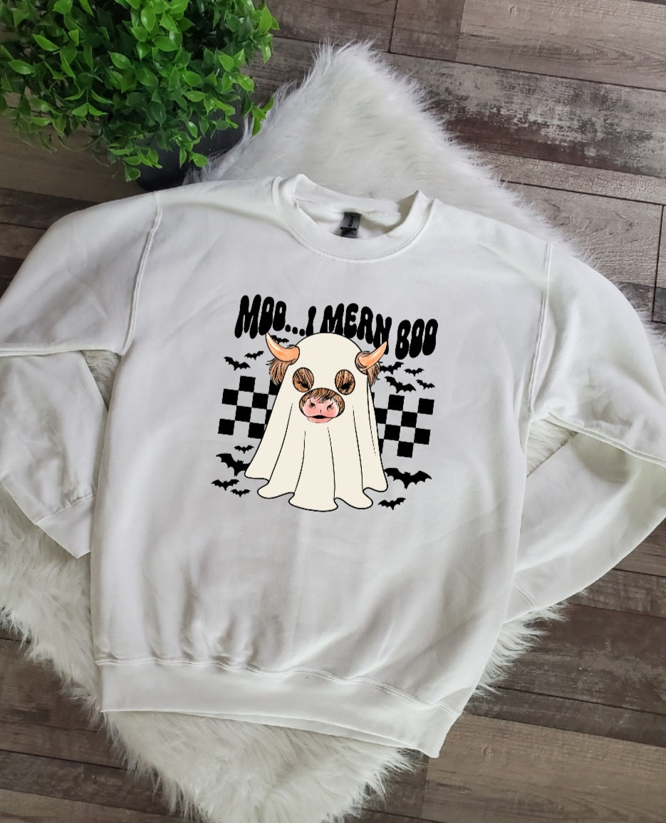 Halloween Cow White Sweatshirt