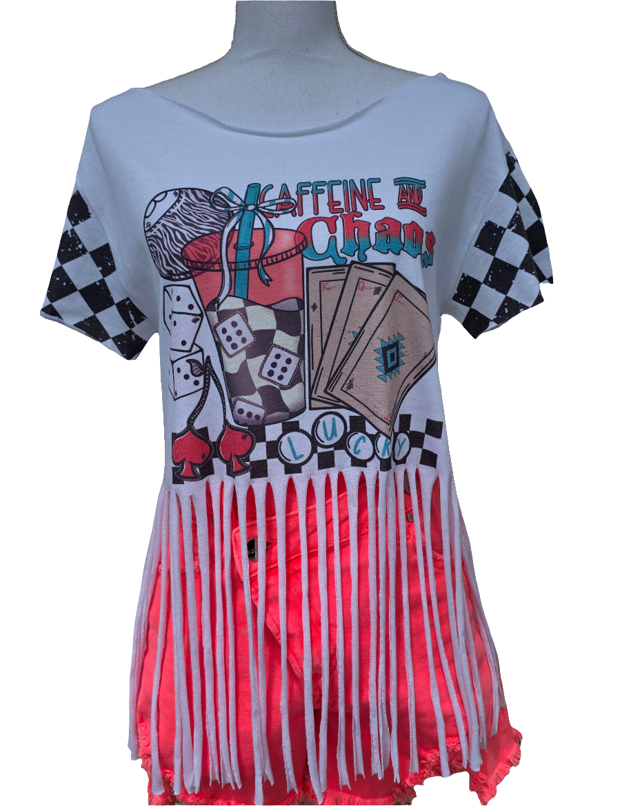 Caffeine And Chaos Fringe Tee
