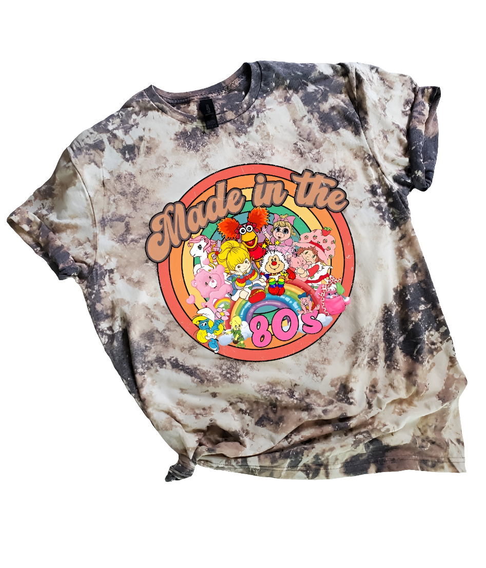 80's Cartoon Characters Bleached Tee