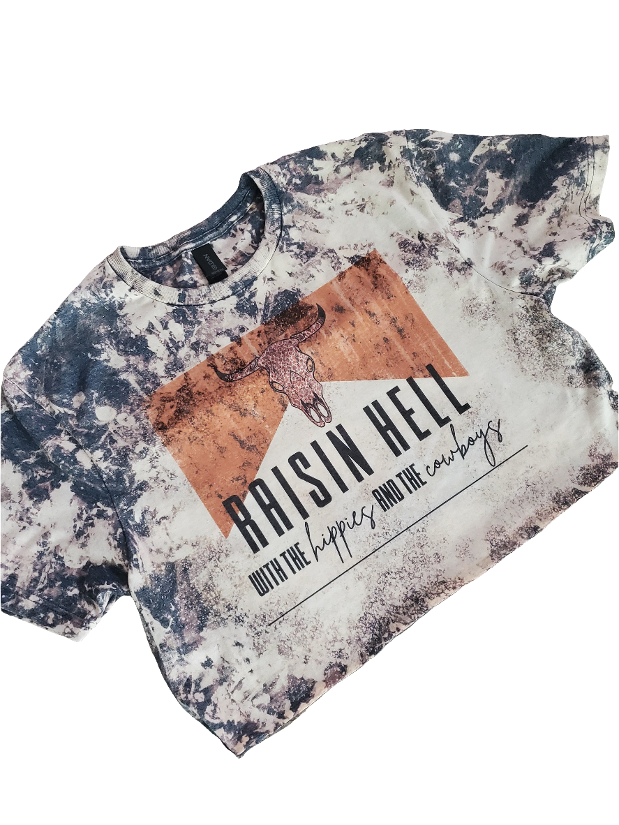 CROP Bleached Tee Choose Your Print