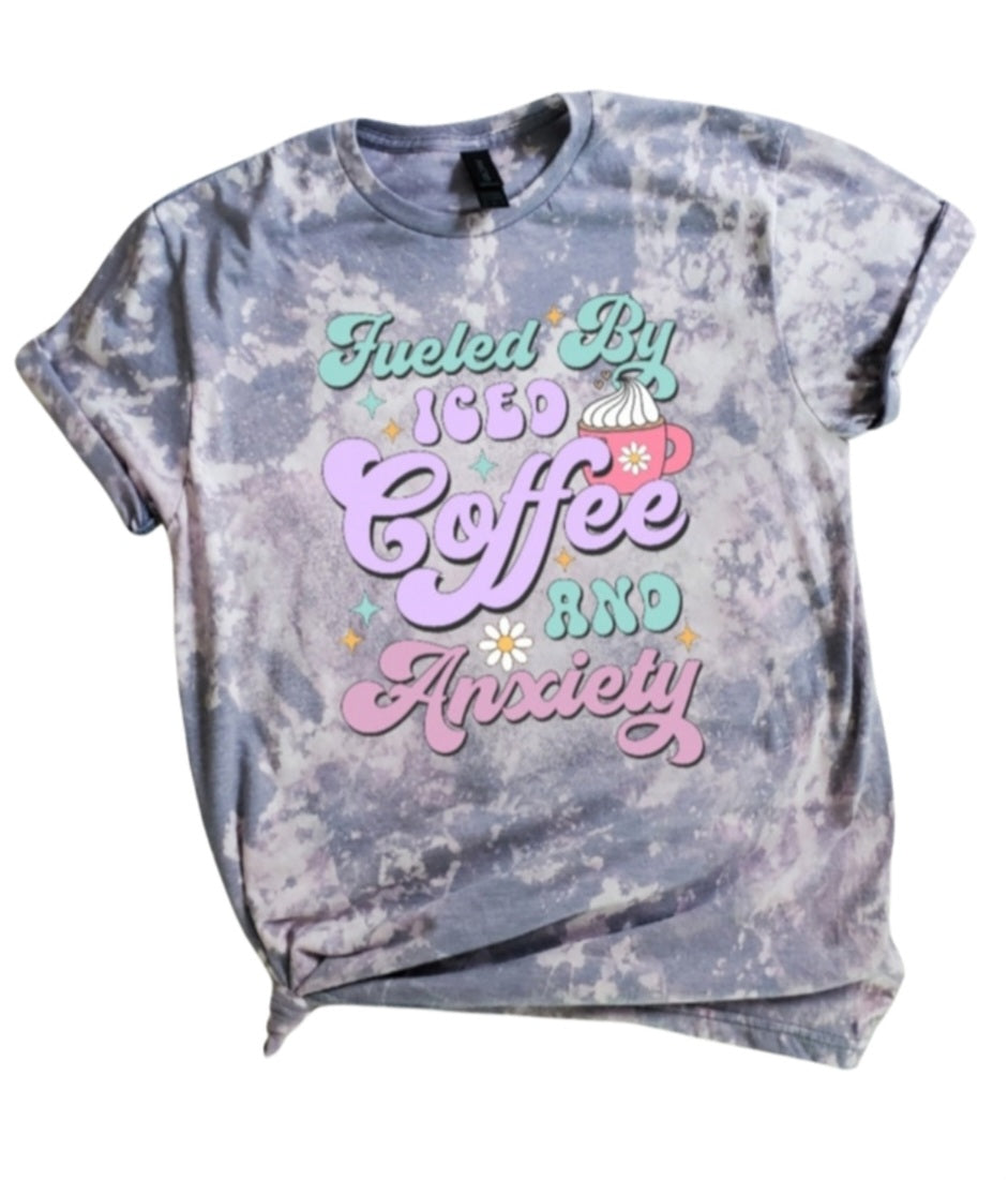 Fueled By Iced Coffee and Anxiety Bleached tee