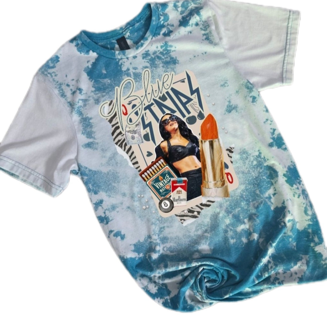 Jessie M Blue Strips Bleached Sleeves Tee