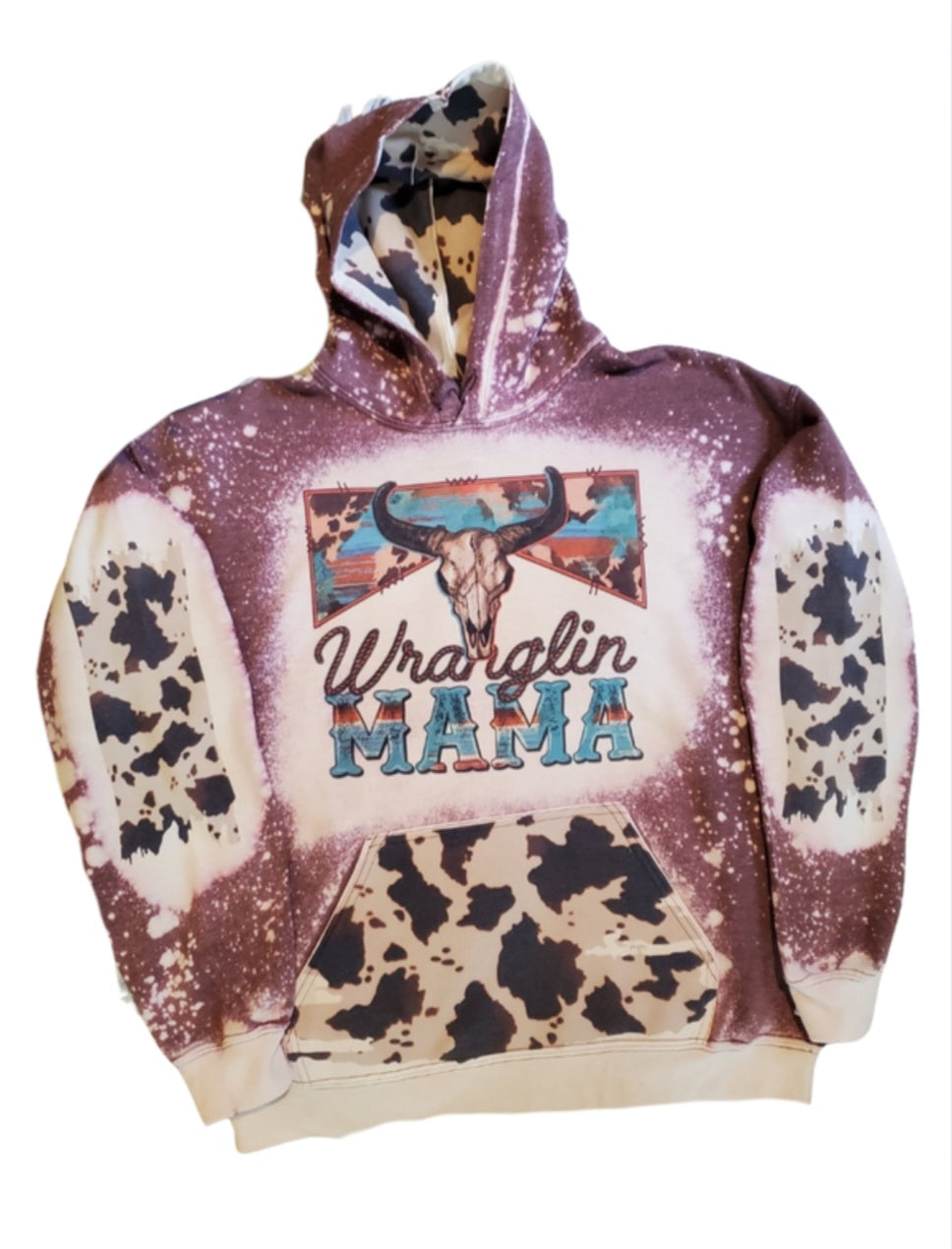 Wranglin Mama Cowhide Bleached Hoodie