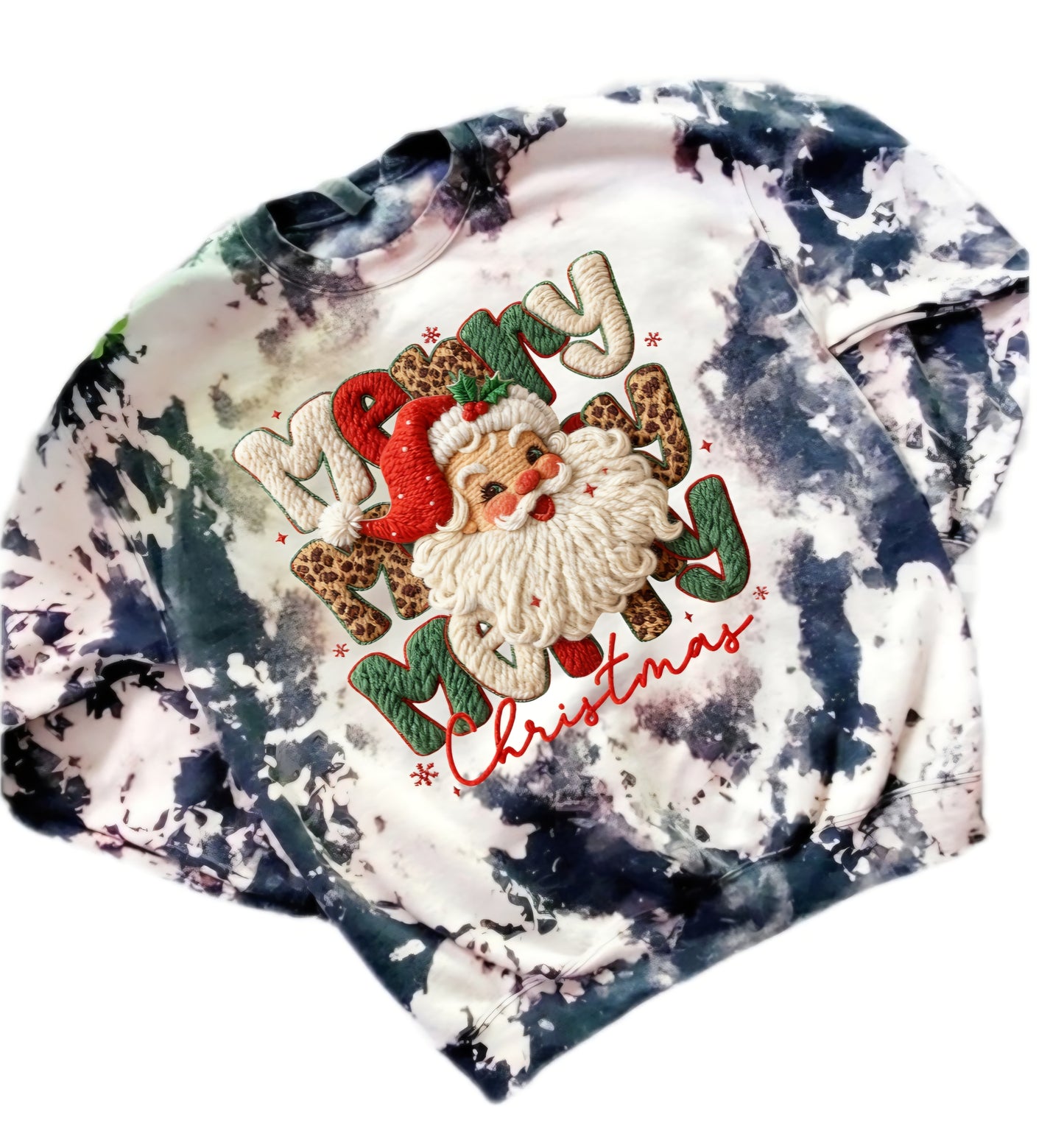 Merry Christmas Santa Preppy Bleached Sweatshirt