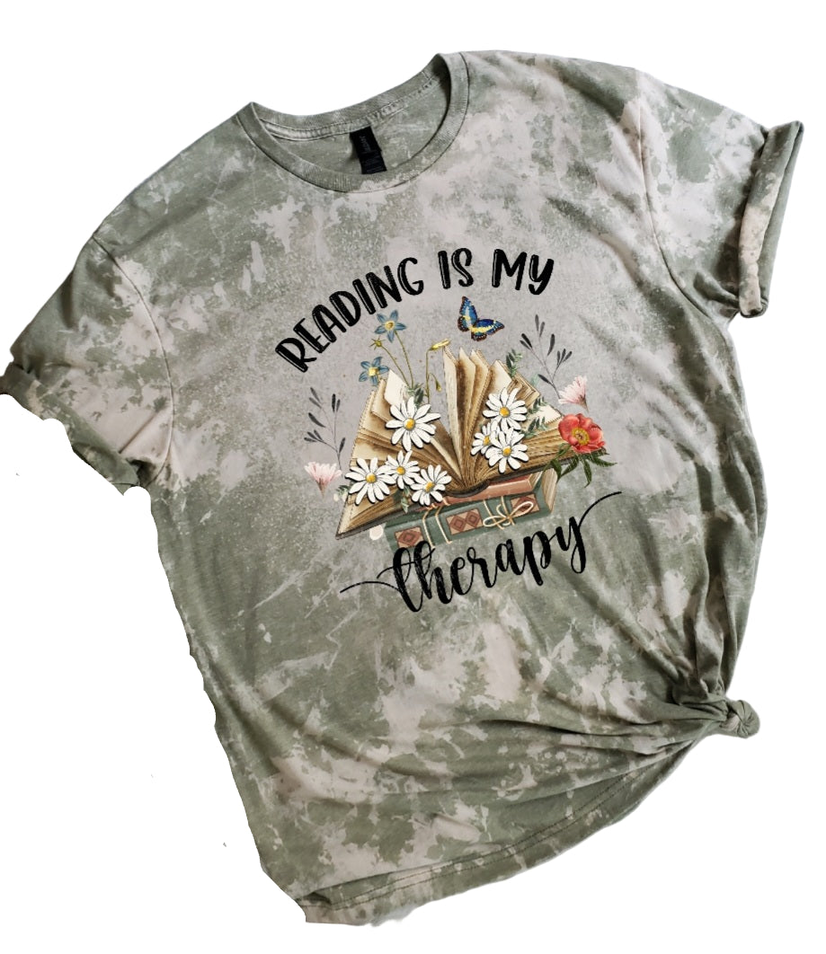 Reading Is My Therapy Bleached Tee