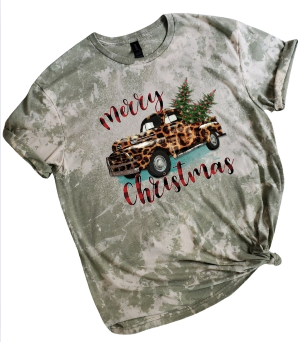 Merry Christmas Bleached Tee