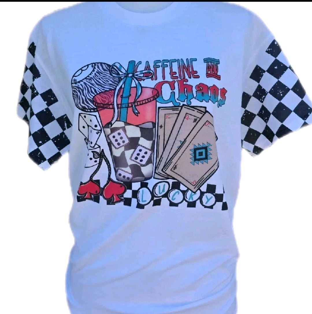 Caffeine And Chaos Tee White or Bleach