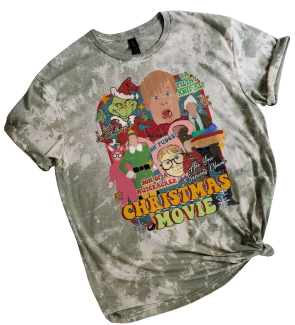 Classic Christmas Movie Bleached Tee