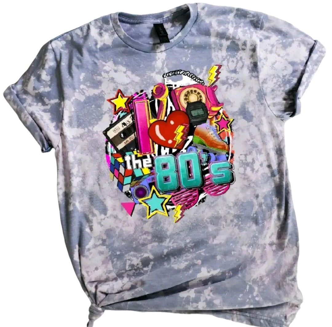 I Love The 80's Bleached Tee