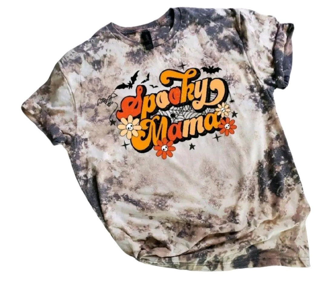 Spooky Mama Halloween Bleached Tee