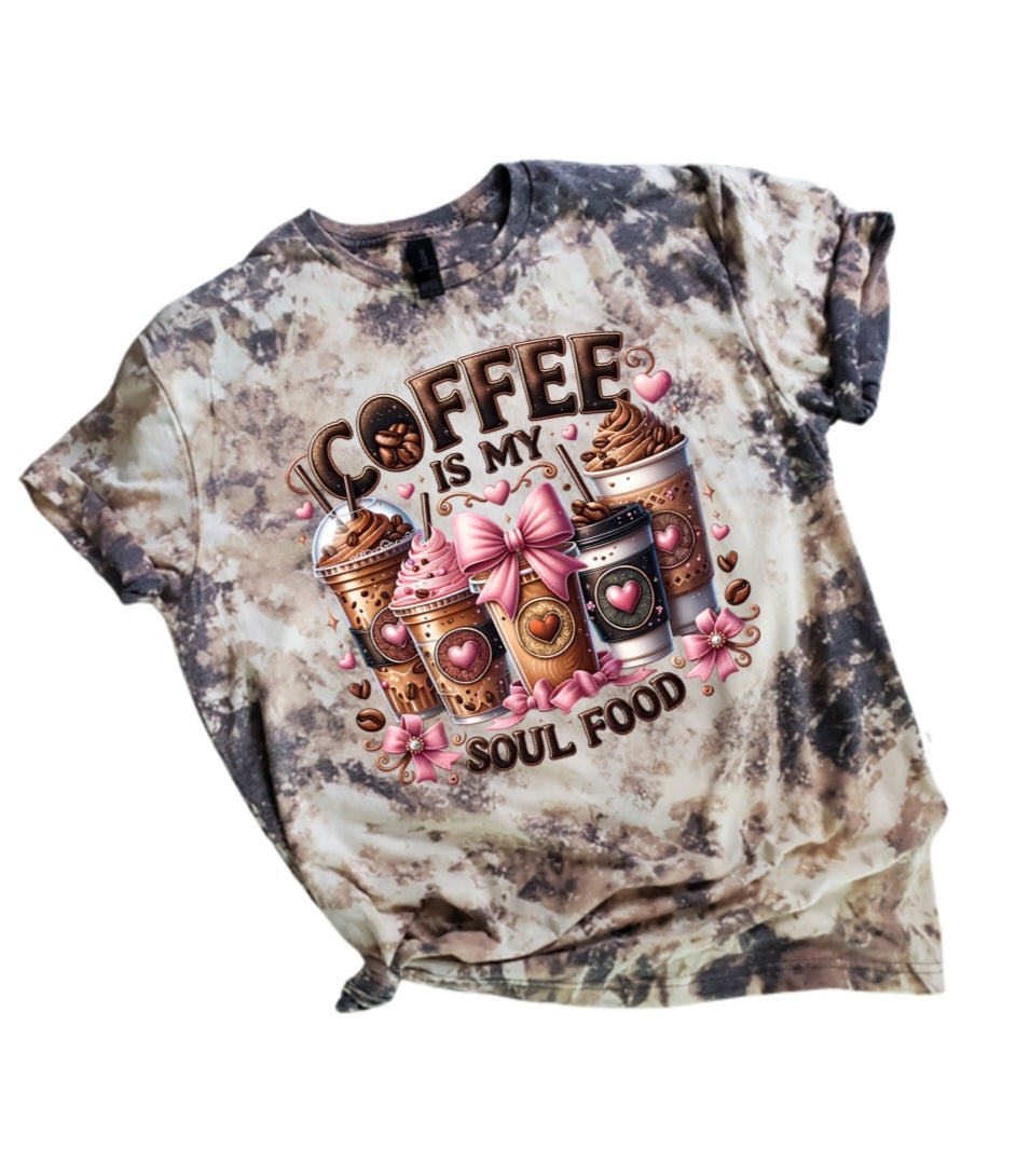 Coffee Is My Soul Food Bleached Tee