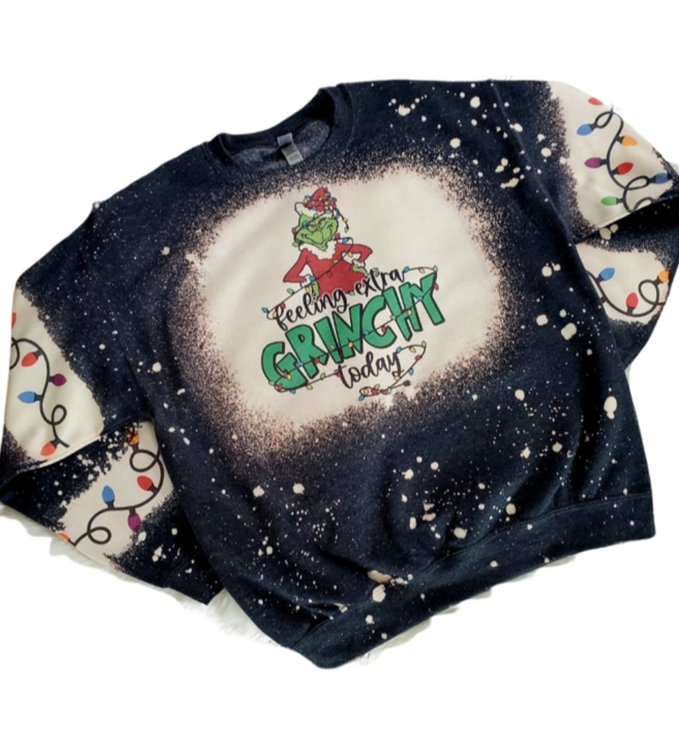 Feeling Extra Grinchy Bleached Sweatshirt