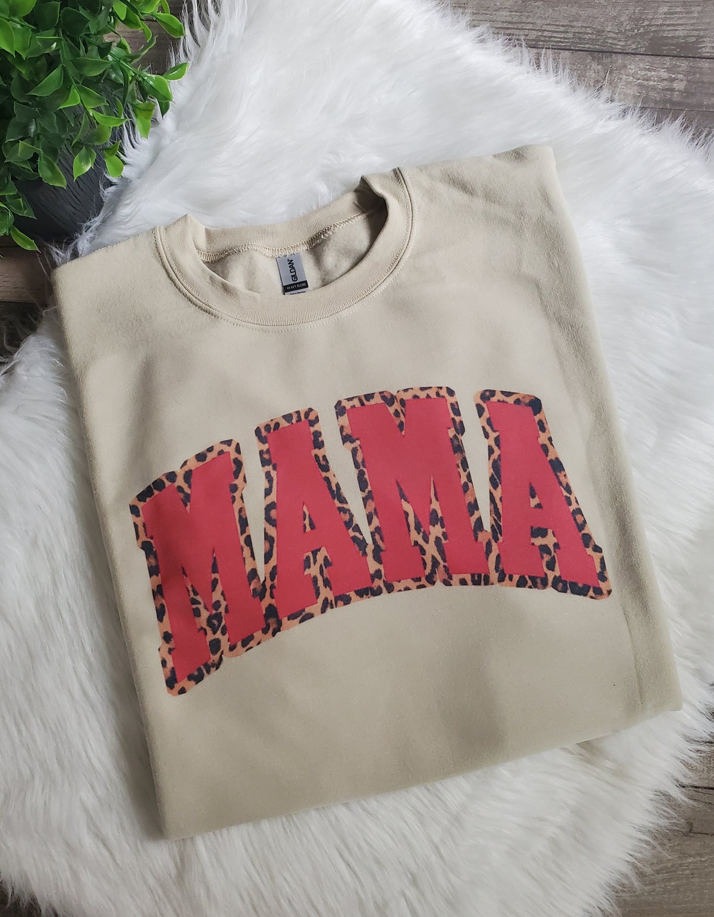 "READY TO SHIP" Mama  Leopard Sand Sweatshirt