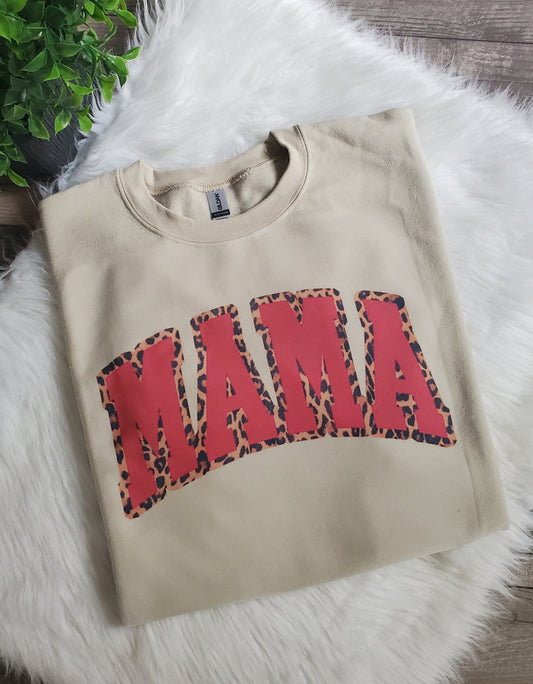 "READY TO SHIP" Mama  Leopard Sand Sweatshirt