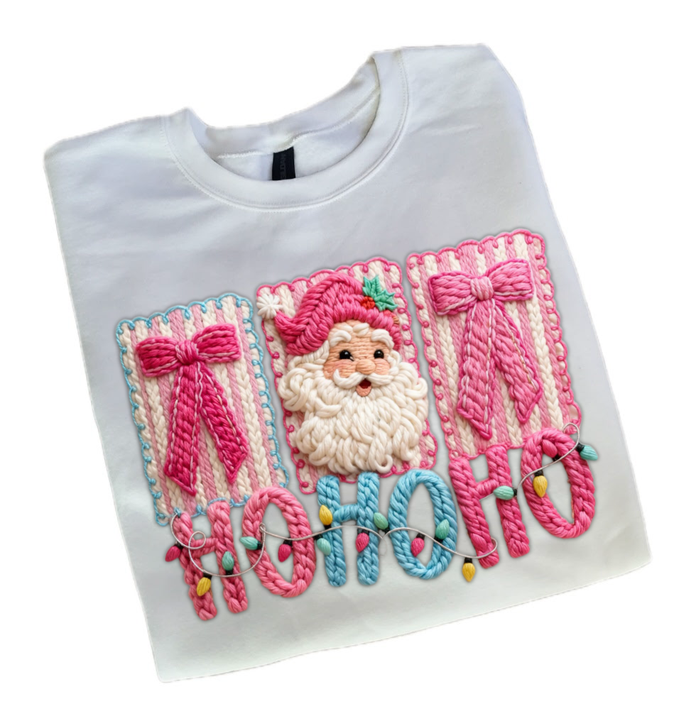 Faux Yarn Pink christmas ho ho ho Sweatshirt