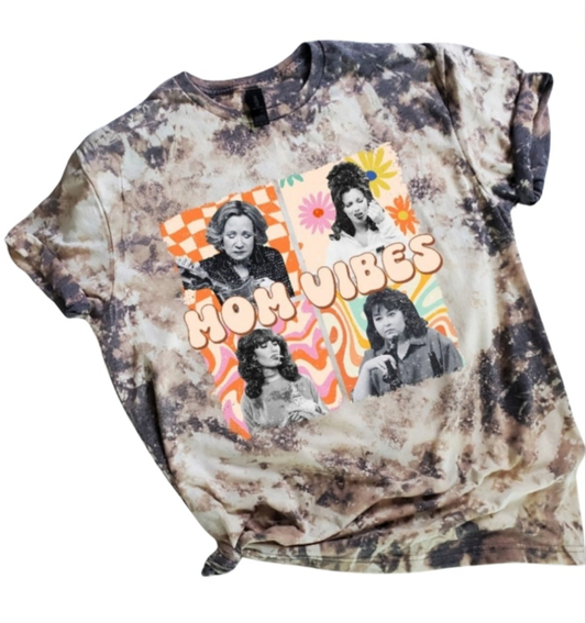 Retro Mom Vibes Bleached Tee