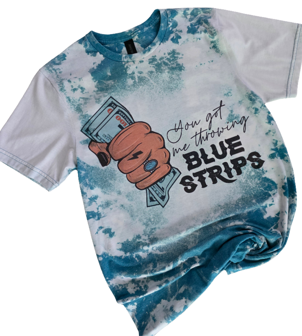JM Blue Strips Bleached Sleeves Tee
