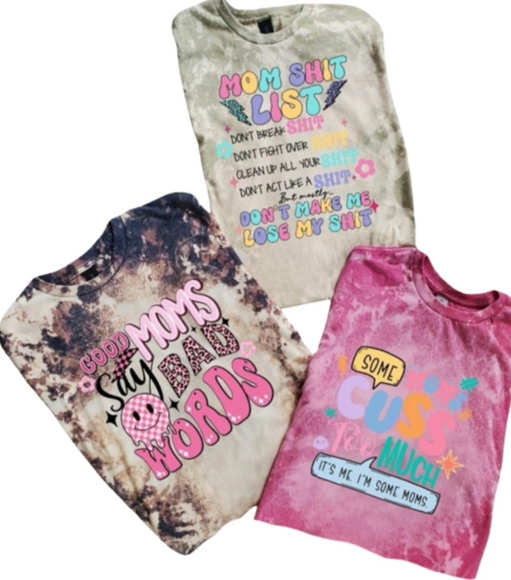 Mama Bad Words 3 Bleached Tee Bundle