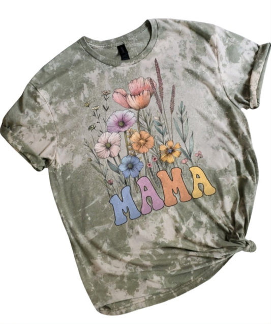 Mama Floral Bleached Tee