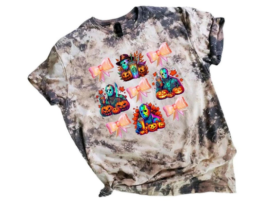 Halloween Horror Bow Bleached Tee