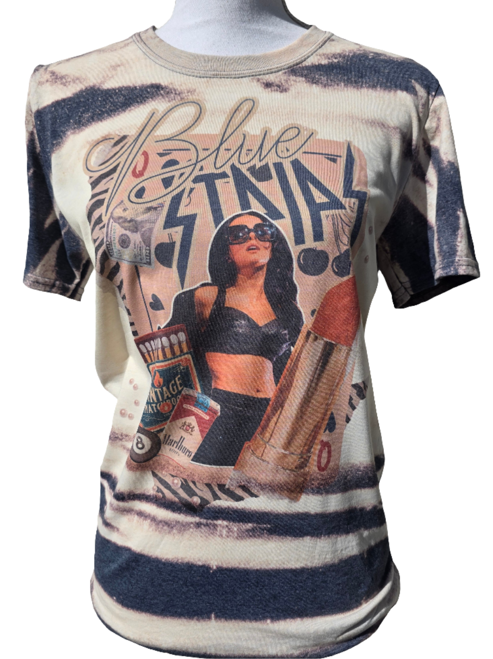 JM Blue Strips Bleached Striped Tee