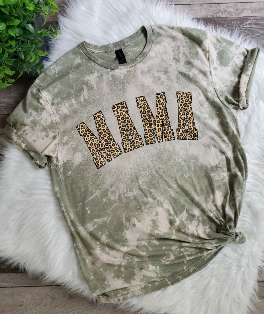 Mama Leopard Varsity Bleached Tee