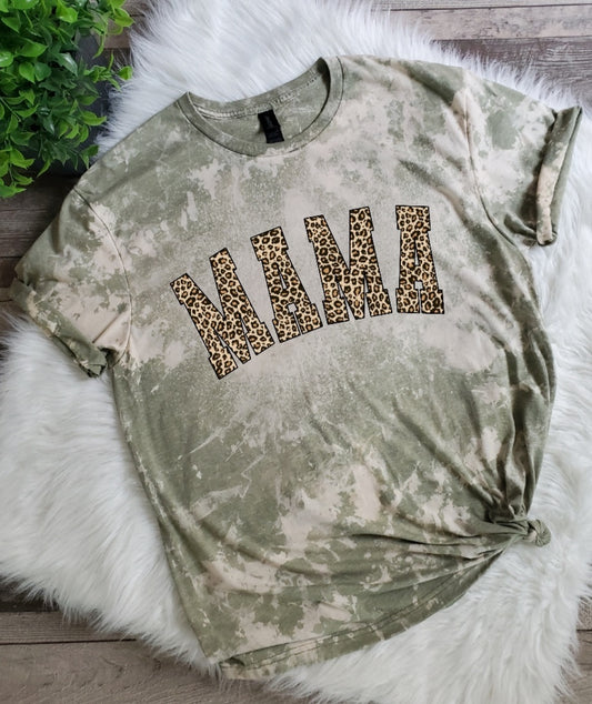 Mama Leopard Varsity Bleached Tee