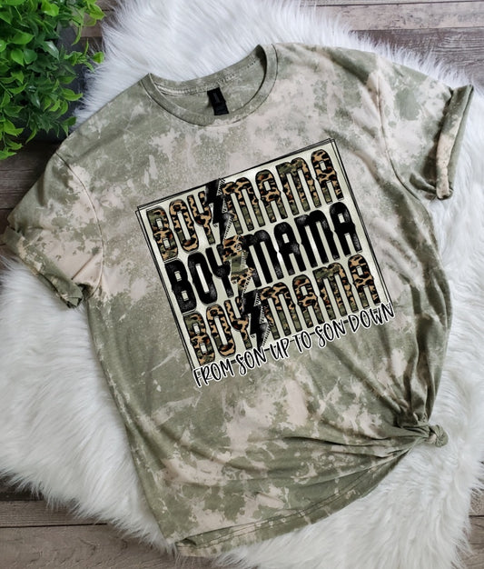 Boy Camo Leopard Mama Bleached Tee