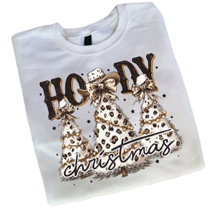Howdy Christmas Western Leapord Sleeves Sweatshirt