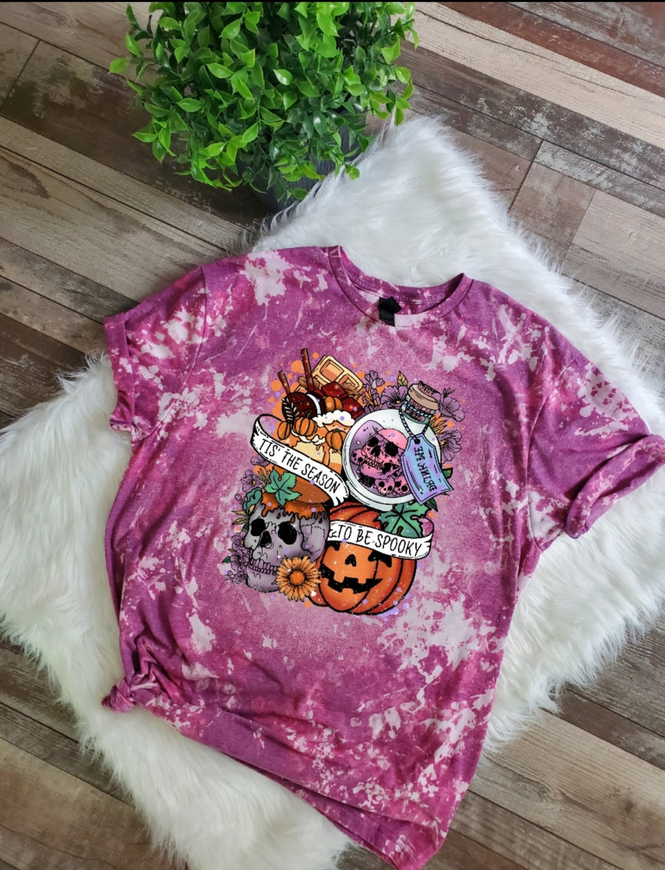 Halloween Spooky Season Bleached Tee