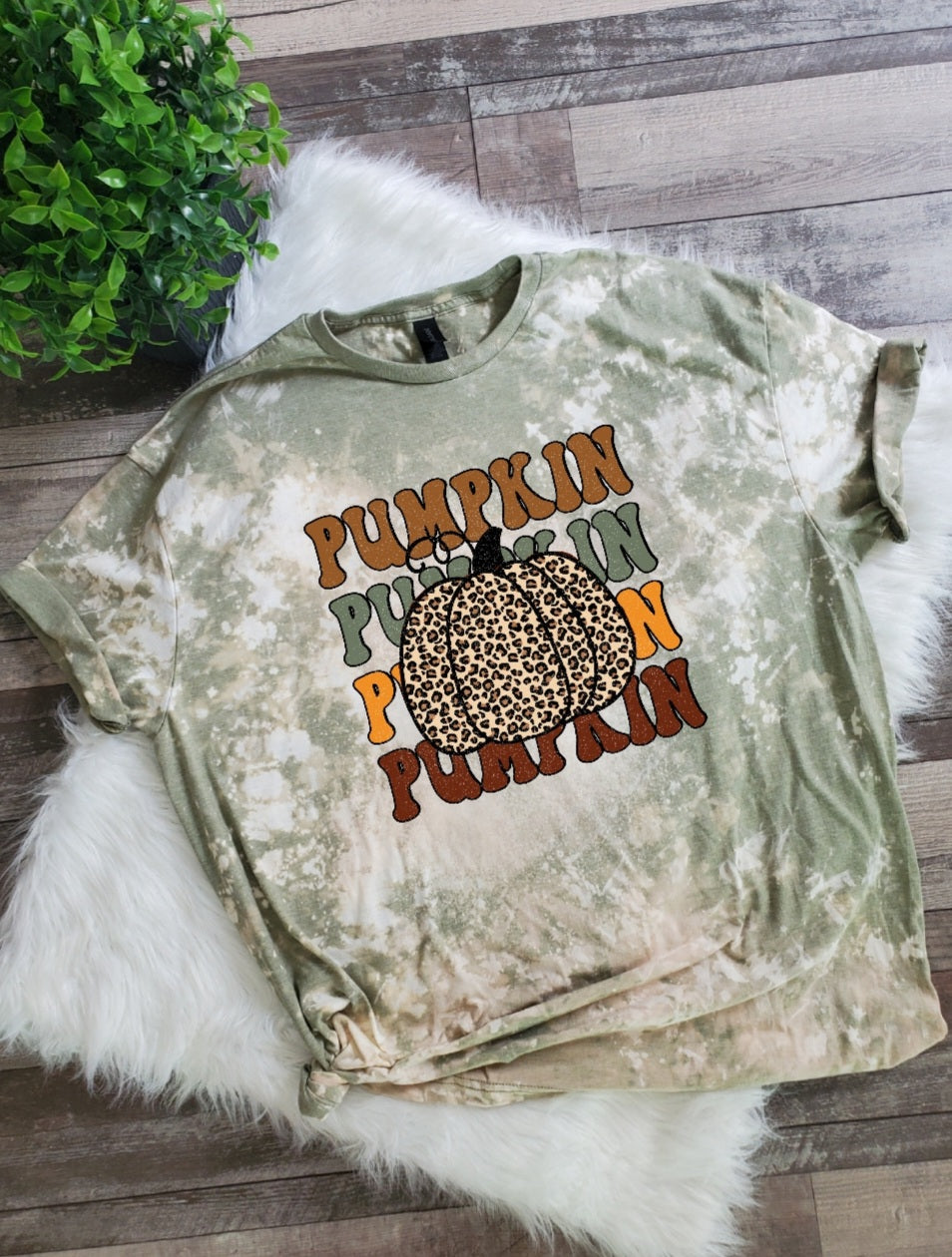 Pumpkin Leopard Bleached Tee