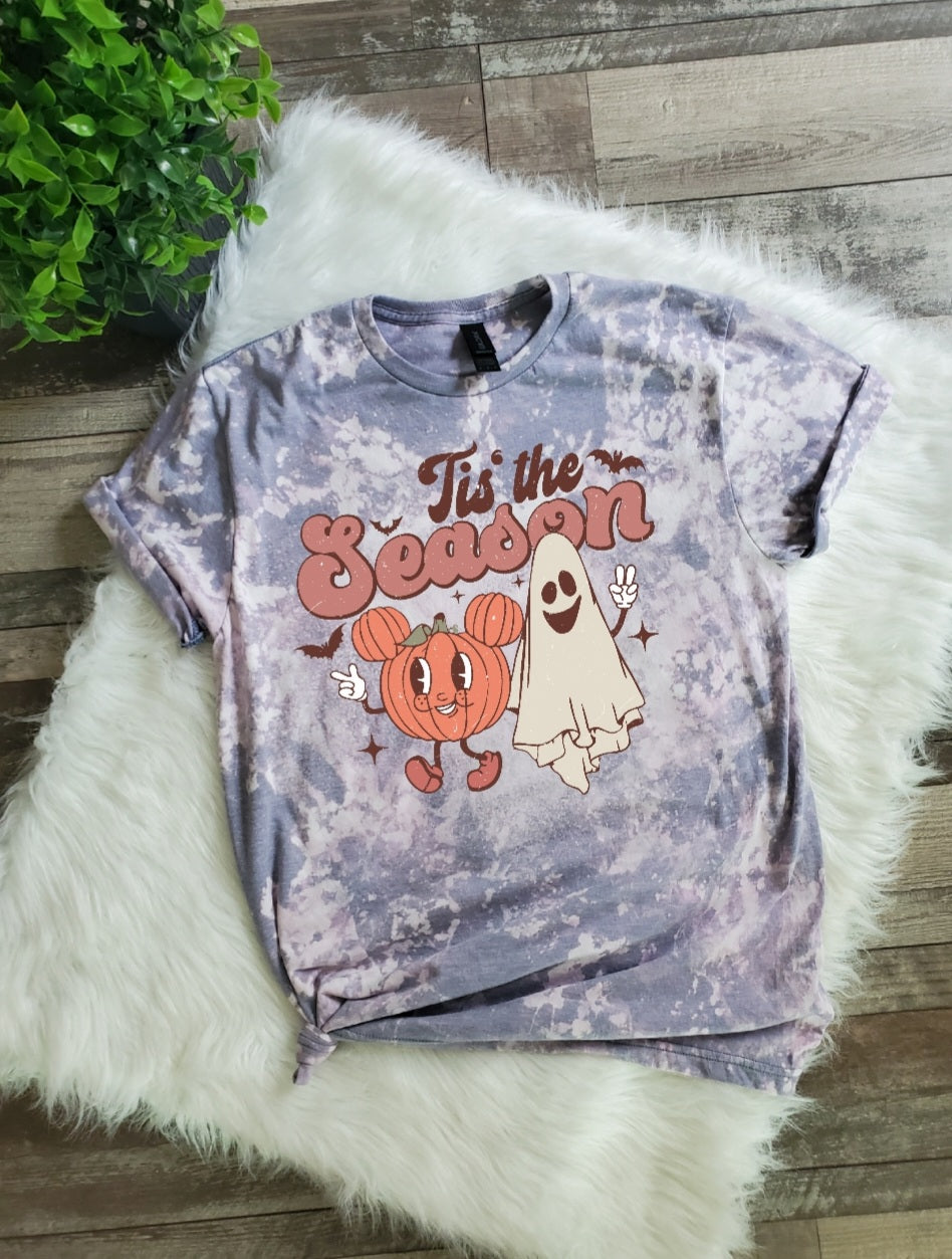 Tis The Season Halloween Bleached Tee