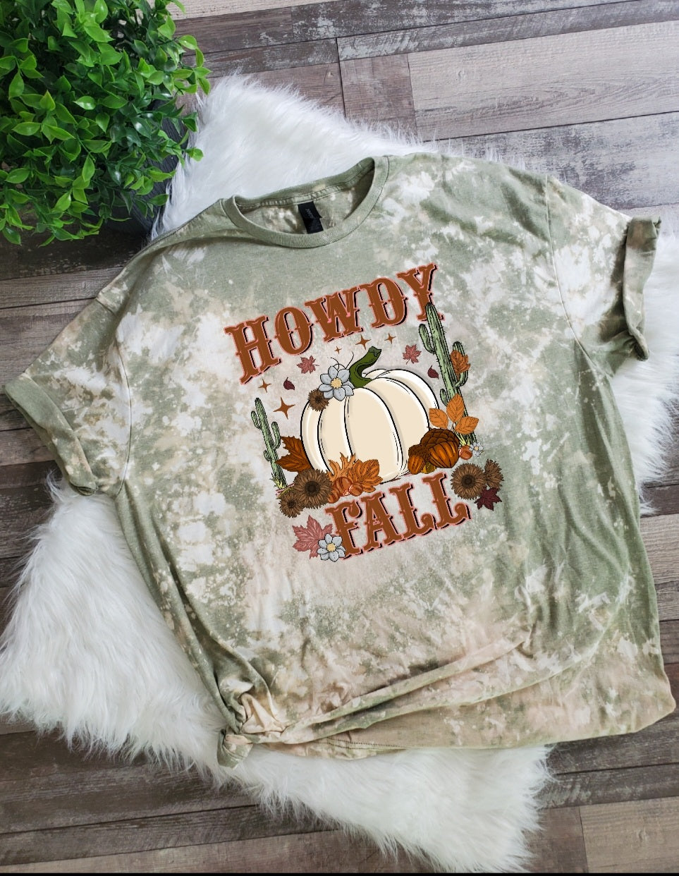 Howdy Fall Western Bleached Tee