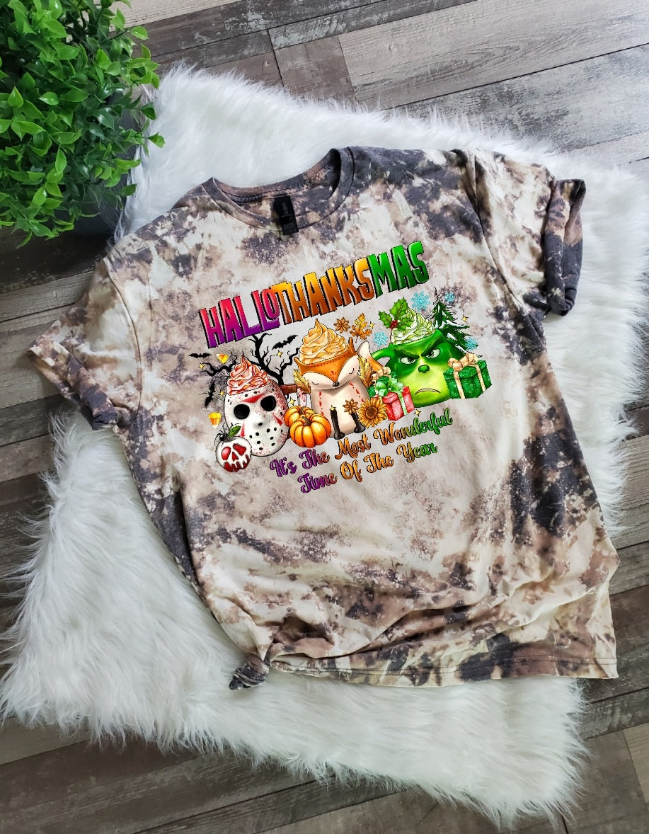 Hallothanksmas Bleached Tee