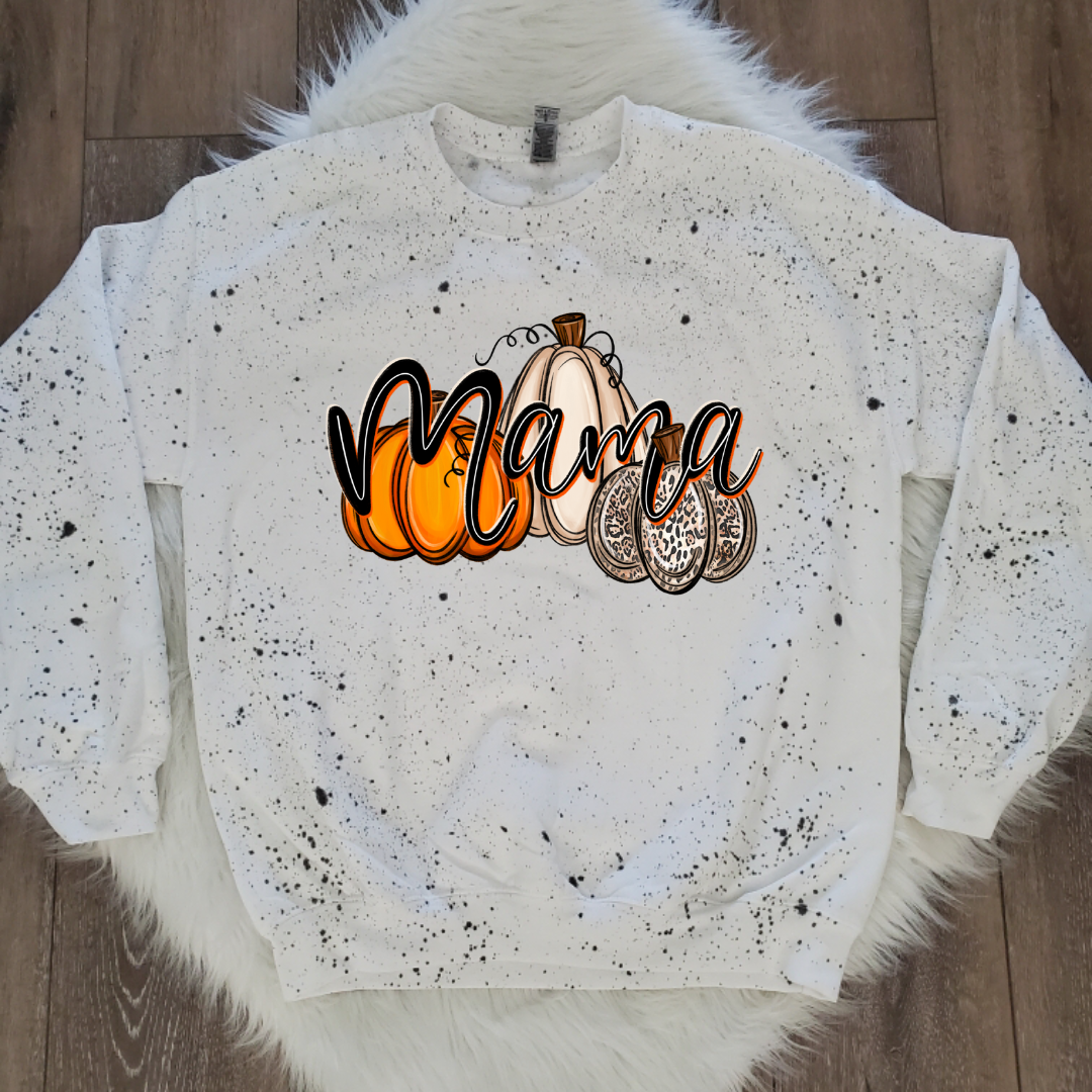 Fall mama White splattered Sweatshirt