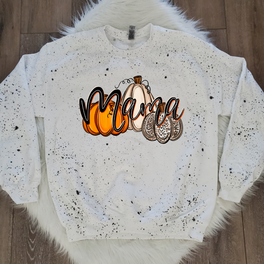 Fall mama White splattered Sweatshirt