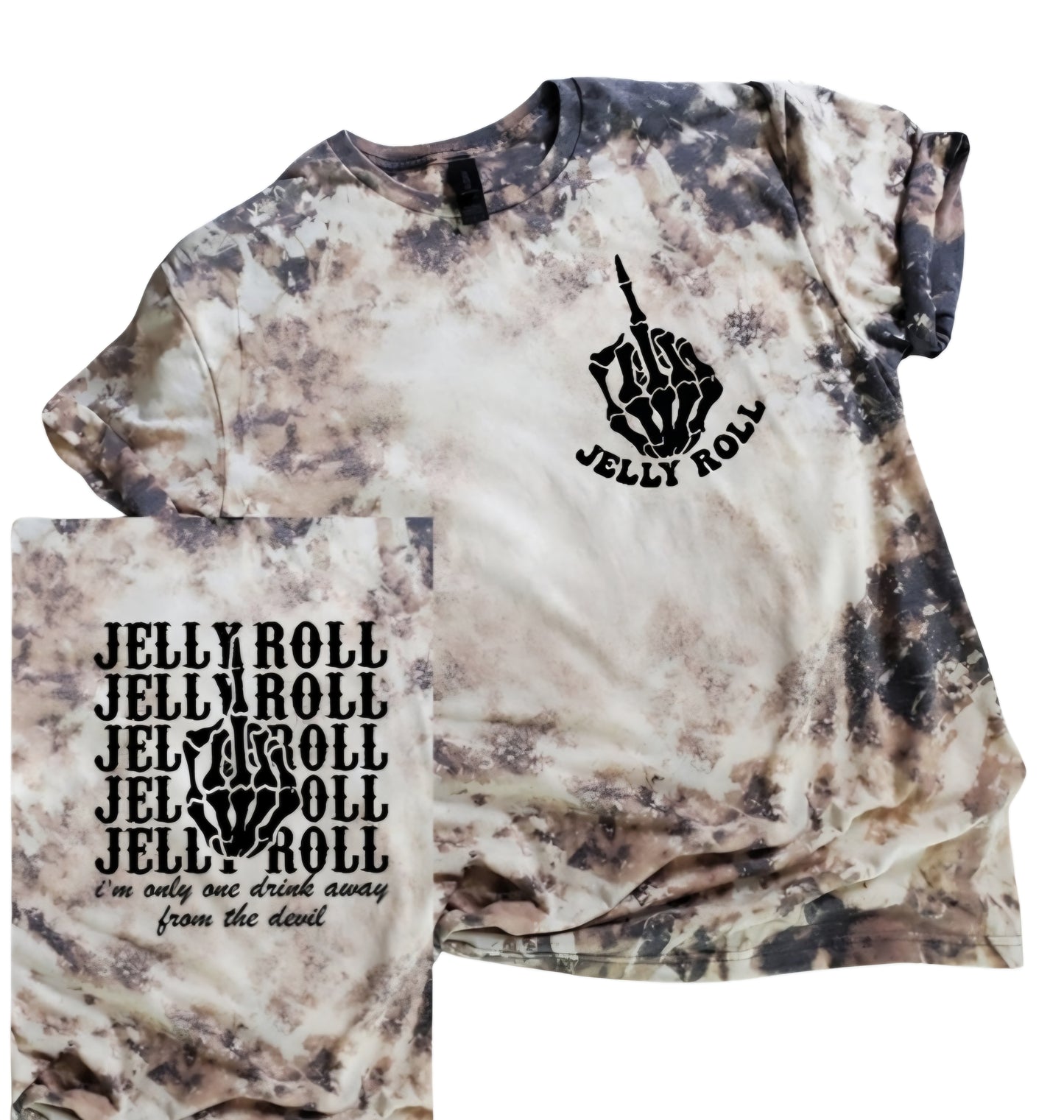 Jelly Roll Front and Back Print Bleached tee