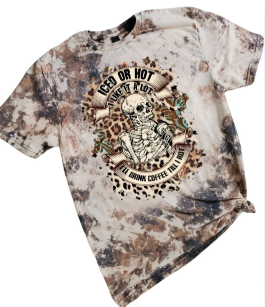 Iced or Hot Coffee Cowhide Bleached tee