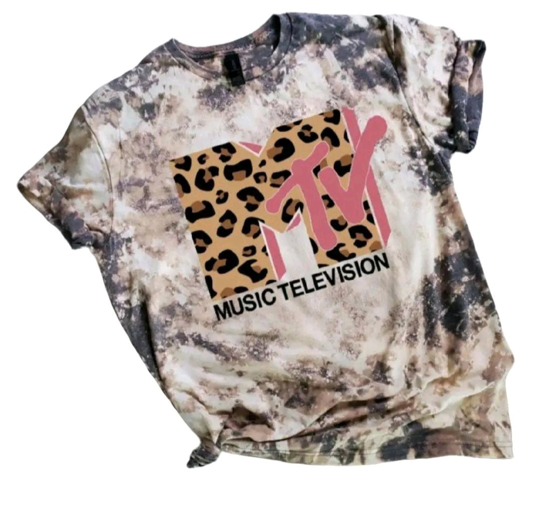 I Want My MTV Leapord Bleached Tee
