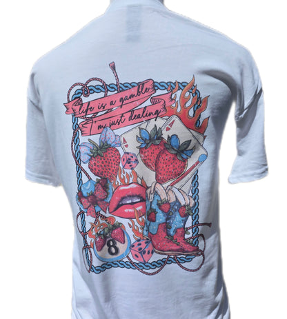 Strawberry Tee White Or  Bleached