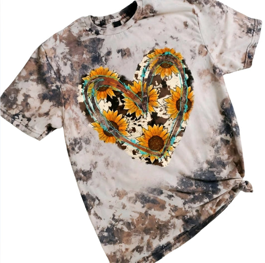 Western Sunflower Cowhide Bleached tee