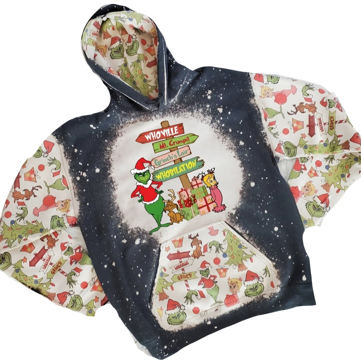 Whoville Grinch Bleached Hoodie