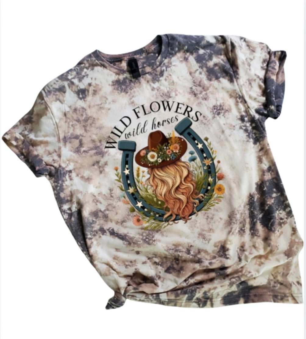 Wild Flowers Wild Horses Bleached Tee