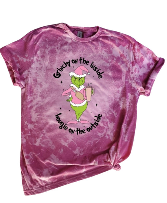 Grinchy on the Inside Bougie on the Outside Bleached Tee