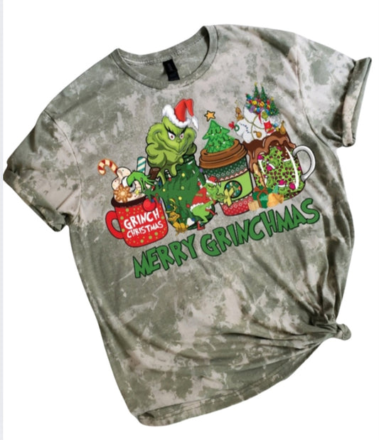 Merry Grinchmas Bleached Tee
